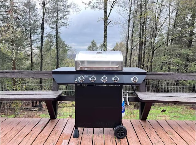 deck with a grill