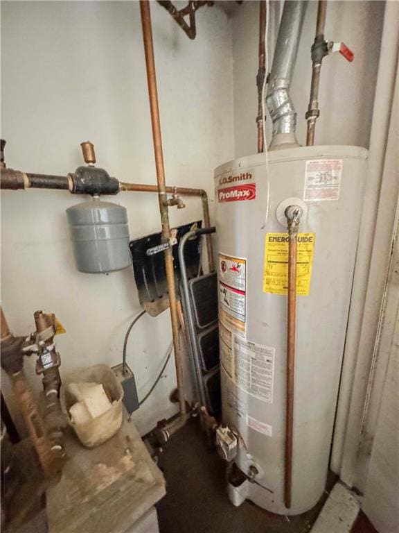 utility room with water heater