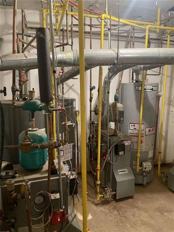 utility room with a heating unit and water heater