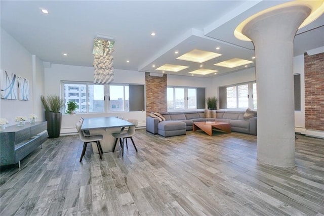 80 Bay St Unit 4A, Staten Island, NY 10301 - dining space featuring wood finished floors, recessed lighting, baseboard heating, and a baseboard heating unit