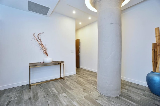 80 Bay St Unit 4A, Staten Island, NY 10301 - interior space with wood finished floors, recessed lighting, baseboards, and ornate columns