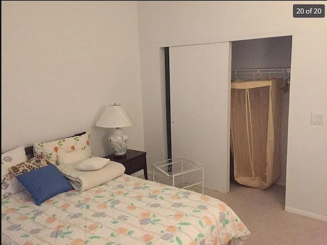 carpeted bedroom featuring a closet