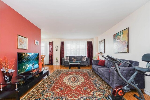 living room with hardwood / wood-style floors