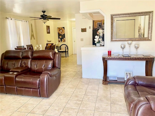 153 Hendrix St, Brooklyn, NY 11207 - living area featuring light tile patterned floors and a ceiling fan