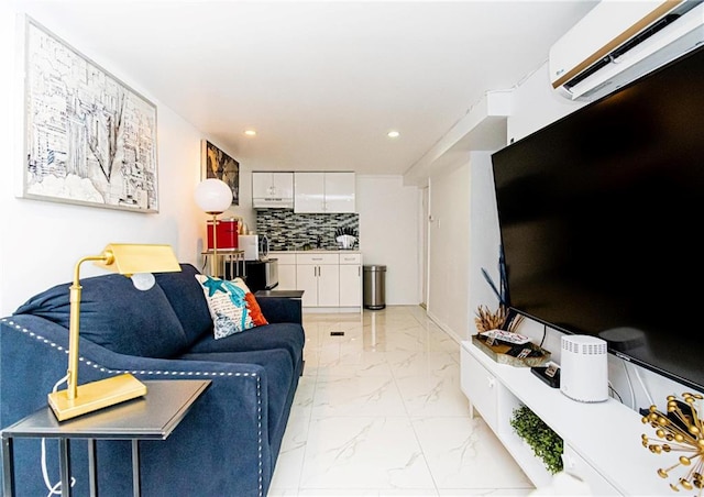 living room featuring a wall mounted AC