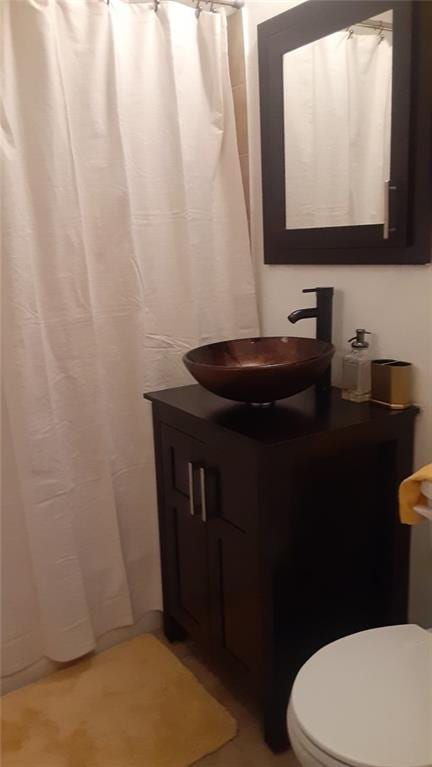 bathroom with toilet and vanity