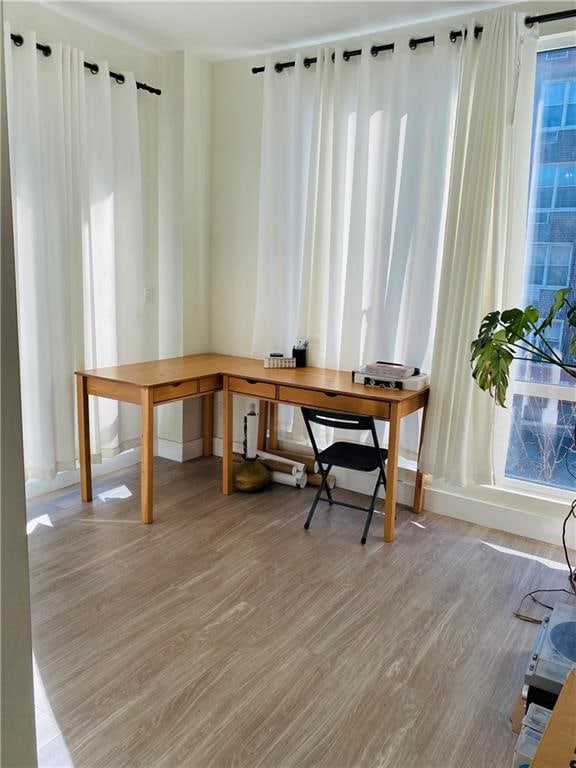 office area featuring light hardwood / wood-style floors