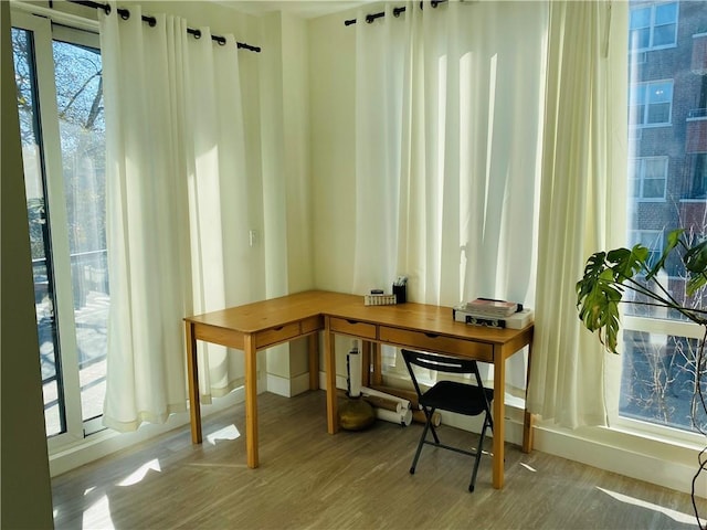 office featuring plenty of natural light and light hardwood / wood-style floors