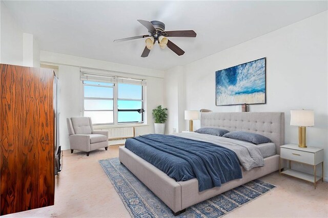 bedroom featuring carpet floors and ceiling fan