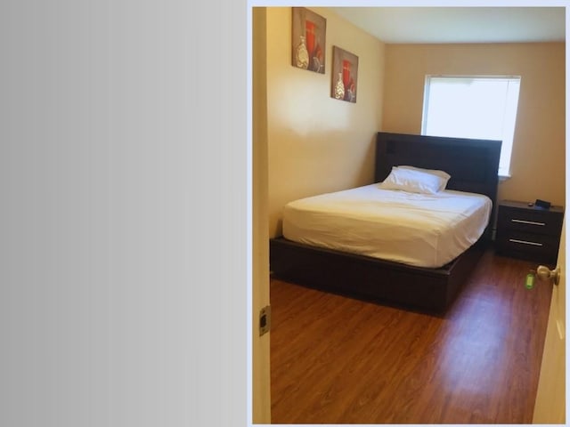 bedroom featuring dark hardwood / wood-style flooring