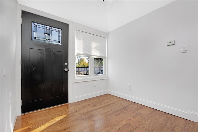 foyer entrance with hardwood / wood-style flooring