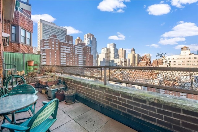 balcony with a patio area