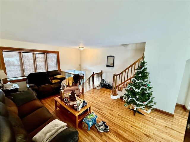 living room with hardwood / wood-style floors