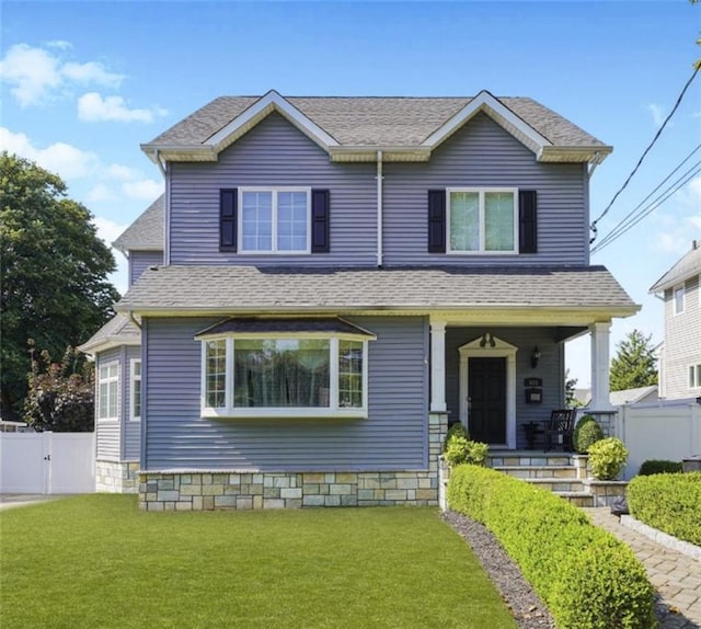 view of front of house featuring a front lawn