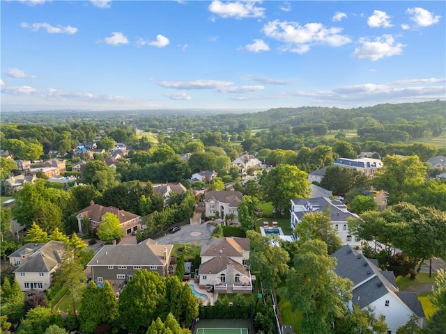 birds eye view of property with a residential view