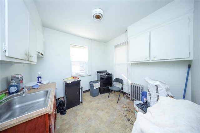 office area with sink and radiator