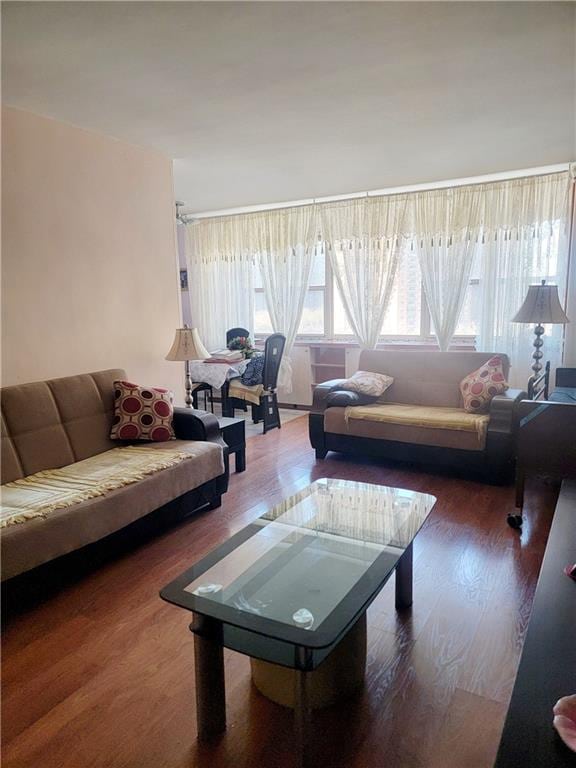 living area with wood finished floors