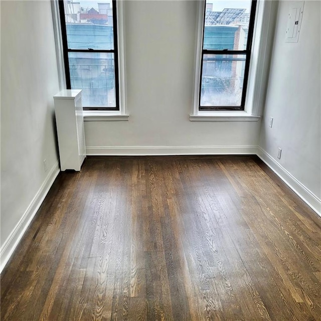 unfurnished room featuring dark hardwood / wood-style flooring and a healthy amount of sunlight