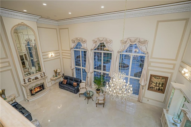 interior space with ornamental molding