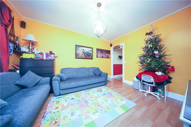 1830 81st St, Brooklyn, NY 11214 - living room with wood finished floors, crown molding, and baseboards