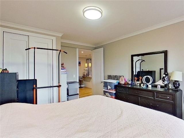 bedroom featuring crown molding