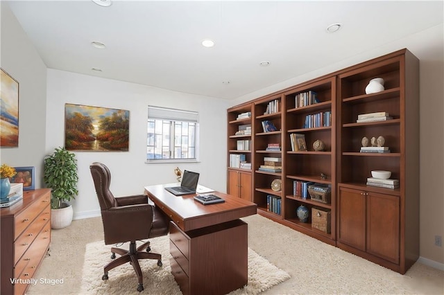 view of carpeted office space