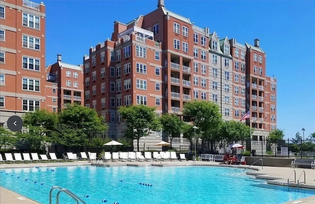 view of pool featuring a patio