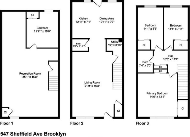 547 Sheffield Ave, Brooklyn, NY 11207 - view of floor plan / room layout