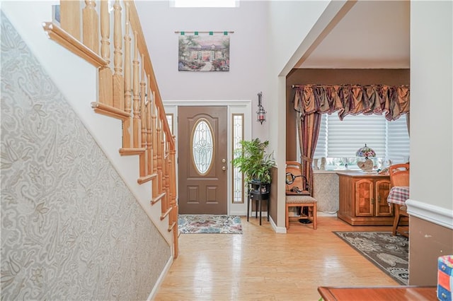 entryway with light wood-type flooring