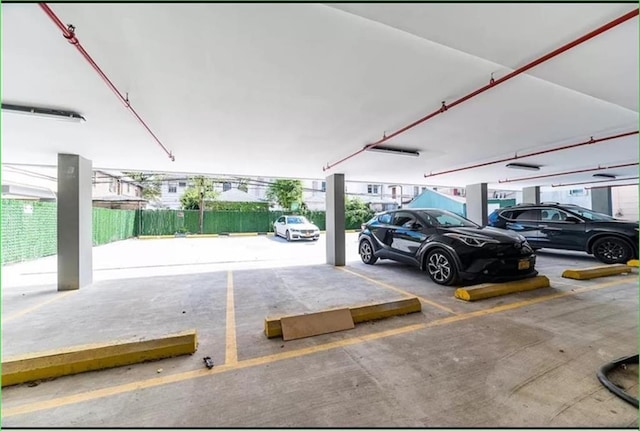 parking garage with fence