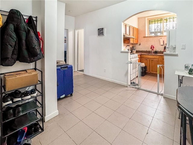 interior space featuring light tile patterned floors