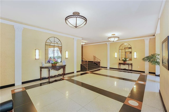 building lobby with stairway