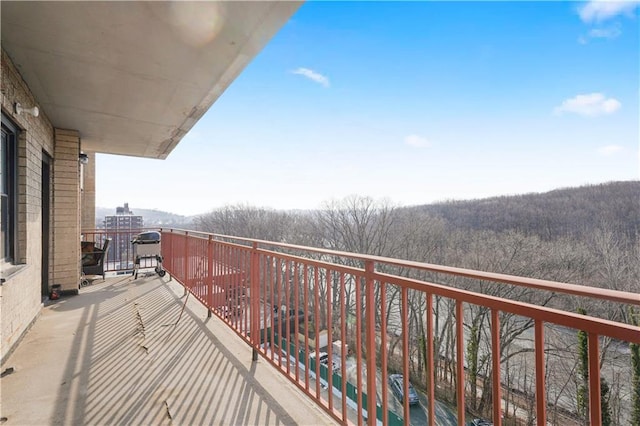 balcony with a wooded view