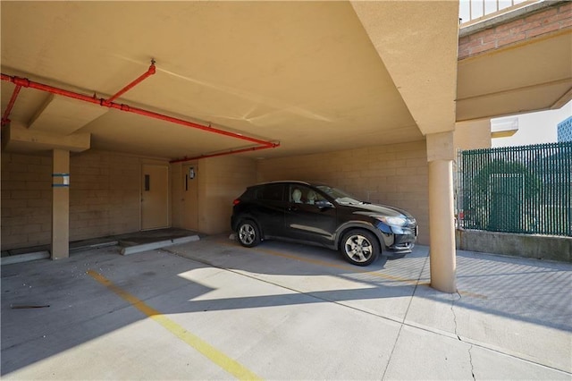 garage with a carport