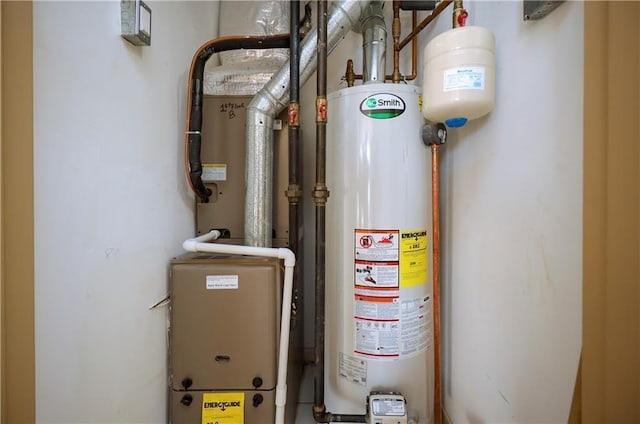 utility room with water heater