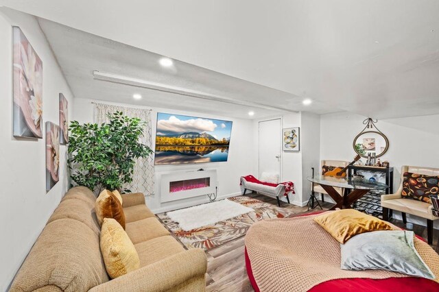 living room with light hardwood / wood-style floors