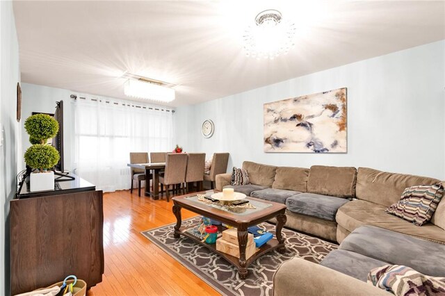 living room with hardwood / wood-style floors