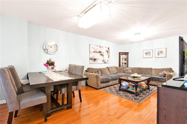 living room with hardwood / wood-style floors