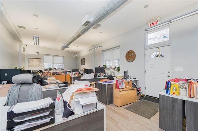 miscellaneous room with plenty of natural light and light hardwood / wood-style floors