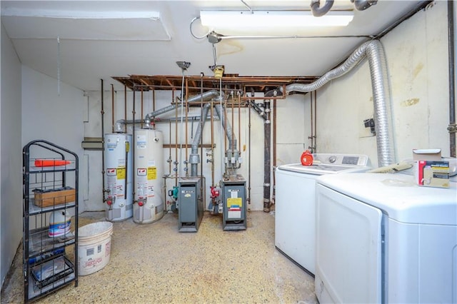 interior space featuring separate washer and dryer and gas water heater