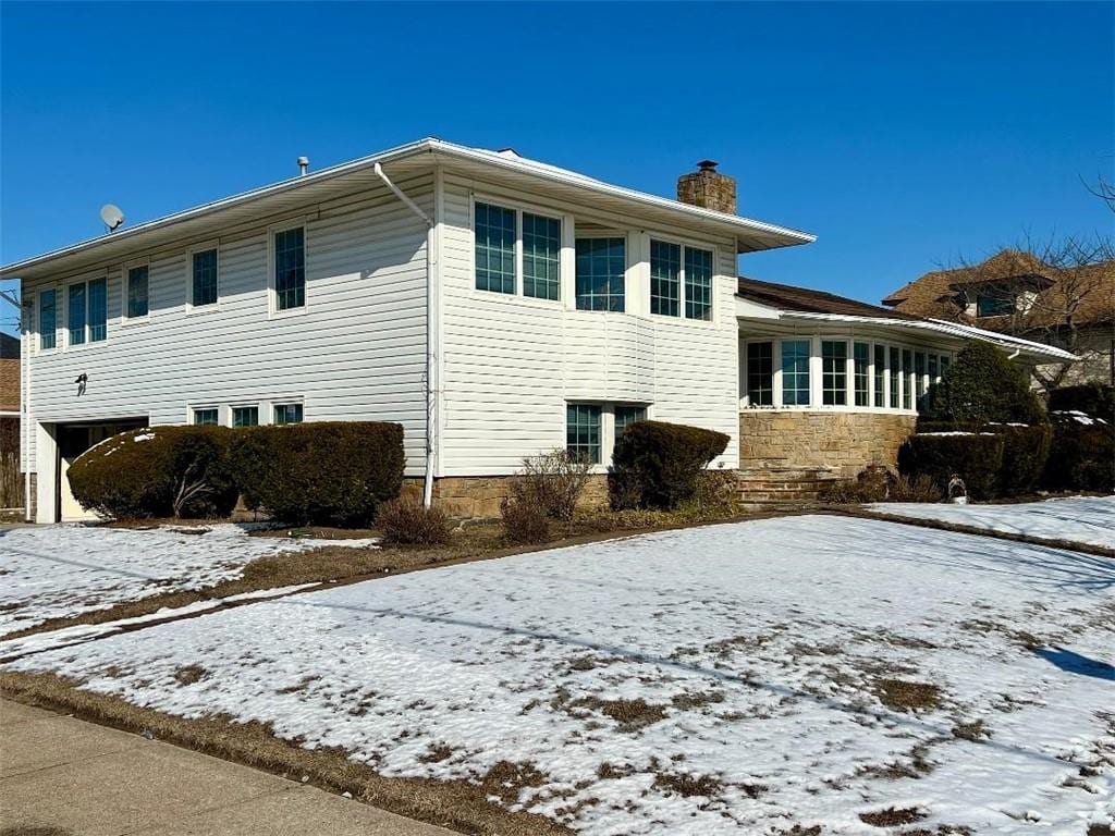 view of snow covered exterior