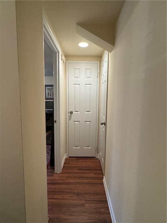 hall featuring dark hardwood / wood-style floors