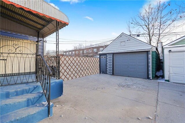 garage with a carport