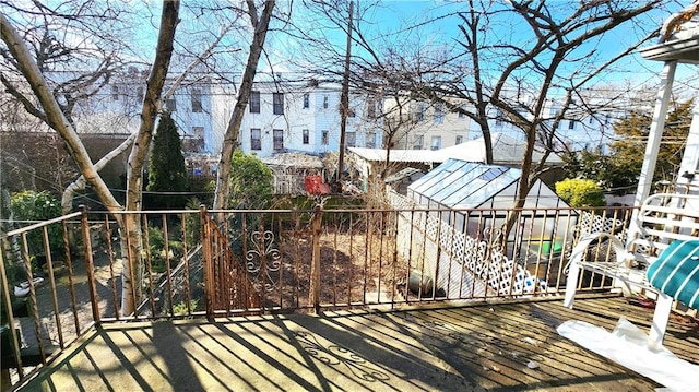 4400 Bedford Ave, Brooklyn, NY 11229 - wooden terrace featuring an outdoor structure