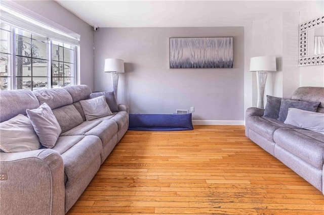 living room with light wood-type flooring