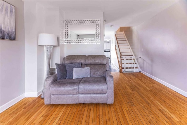 living area featuring hardwood / wood-style flooring