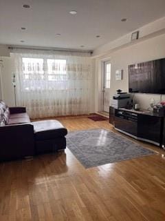 living area with wood finished floors