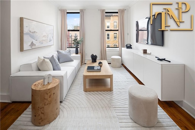 living room with light hardwood / wood-style floors