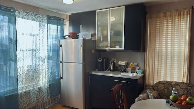 kitchen featuring stainless steel fridge