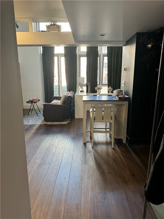 kitchen with hardwood / wood-style flooring